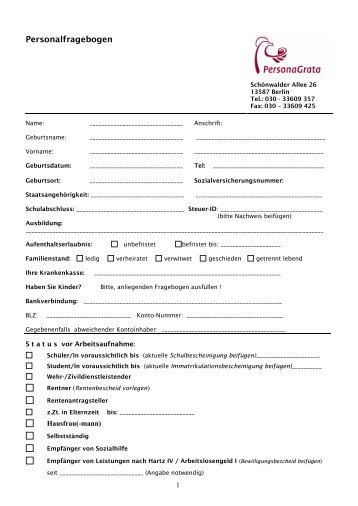Personalfragebogen - Evangelisches Johannesstift