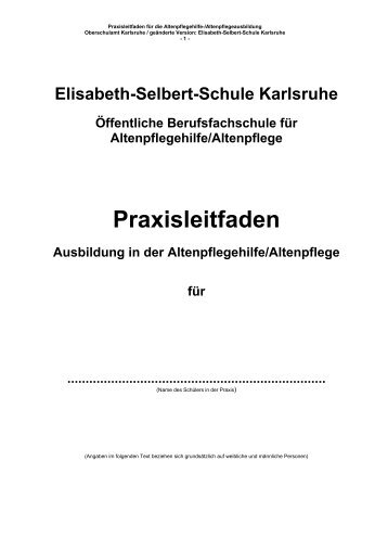 Praxisleitfaden - Elisabeth-Selbert-Schule Karlsruhe