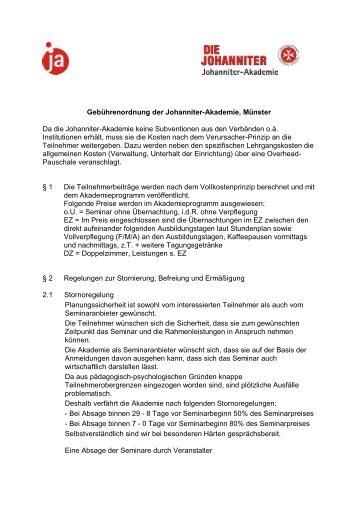 GebÃ¼hrenordnung der Johanniter-Akademie - Die Johanniter