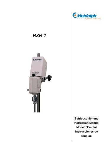 RZR 1 Instruction Manual (PDF) - John Morris Scientific