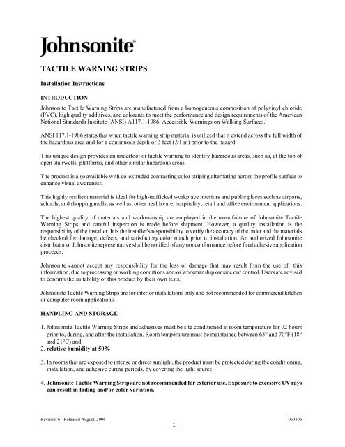 Tactile Warning Strips Johnsonite