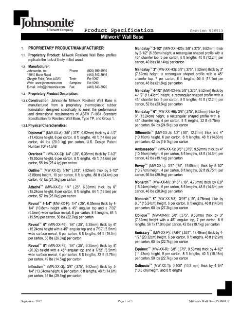 Millwork Contoured Wall Base Johnsonite