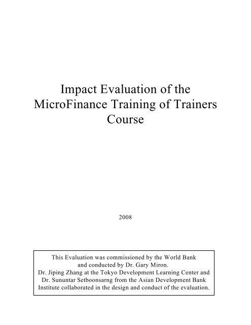 Impact Evaluation of the MicroFinance Training of Trainers Course