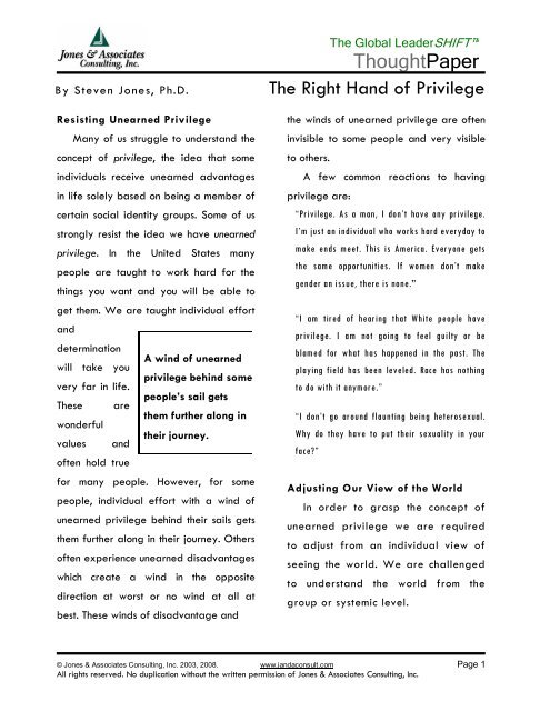 Right Hand of Privilege - Jones & Associates Consulting, Inc.