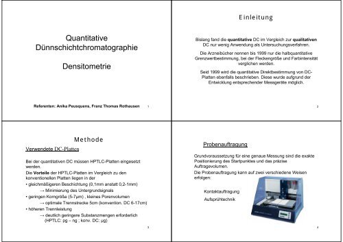 Quantitative DÃ¼nnschichtchromatographie Densitometrie