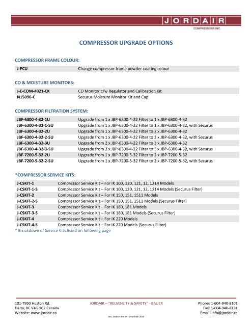 air-kat series brochure - Jordair Compressors Inc.