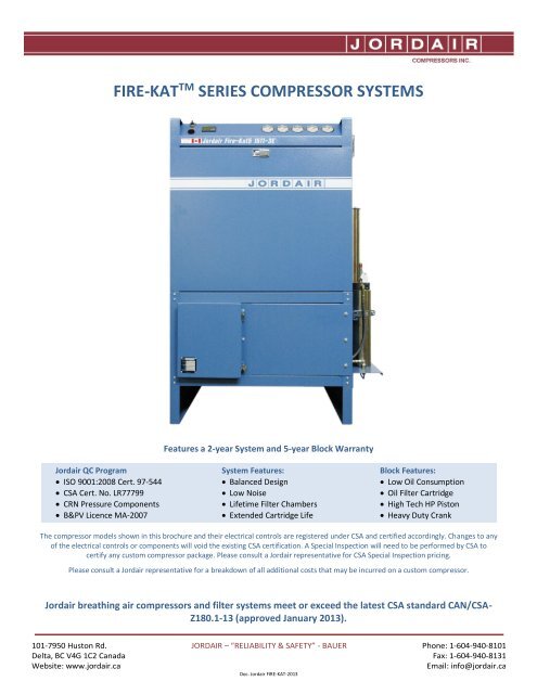 fire-kat series brochure - Jordair Compressors Inc.