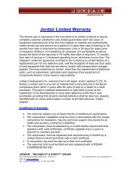 Limited Warranty - Jordair Compressors Inc.