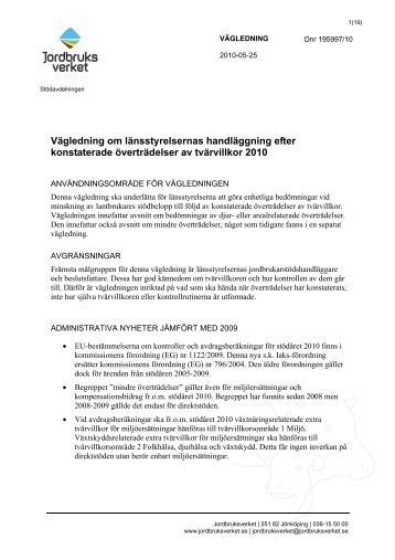 Vägledning om länsstyrelsernas handläggning ... - Jordbruksverket