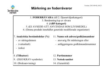 Märkning foderråvaror - Jordbruksverket