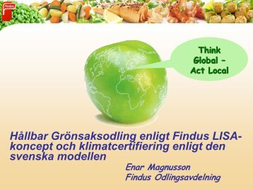 Hållbar Grönsaksodling enligt Findus LISA ... - Jordbruksverket