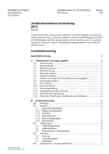 Beskrivning av statistiken - Jordbruksverket