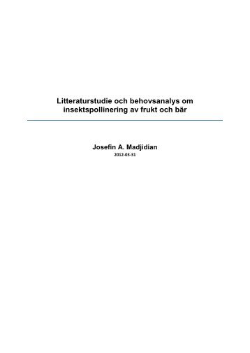 Litteraturstudie och behovsanalys om ... - Jordbruksverket