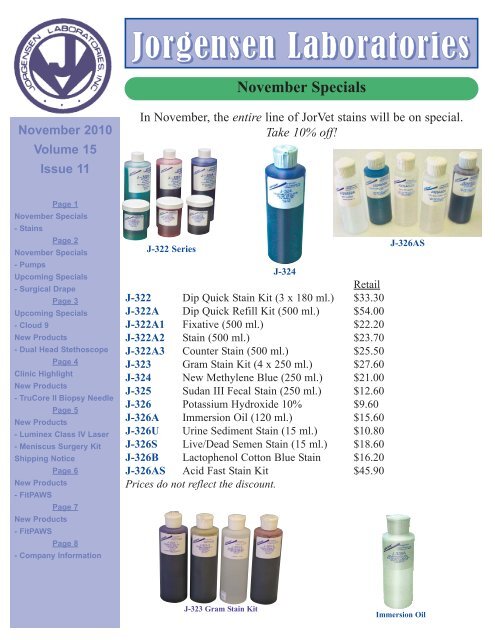 November Specials - Jorgensen Laboratories