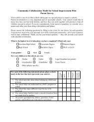 Community Collaboration Model for School Improvement Pilot