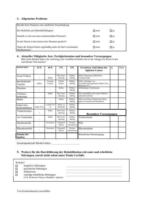 Anlage zum Antrag auf medizinische Leistungen zur Rehabilitation ...