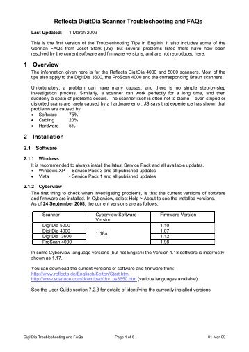 Reflecta DigitDia Scanner Troubleshooting and FAQs 1 ... - Jostark.de