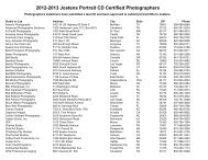 2012-2013 Jostens Portrait CD Certified Photographers