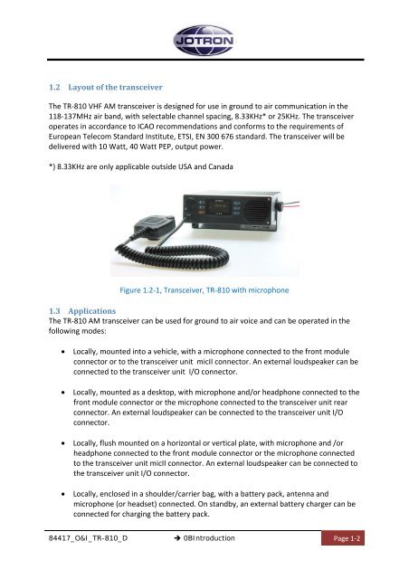 Operators and Installation Manual TR-810.pdf - Jotron