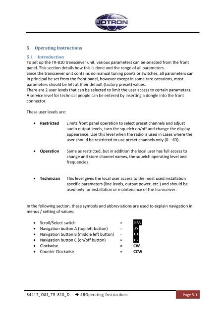 Operators and Installation Manual TR-810.pdf - Jotron