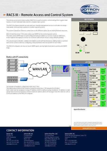 RACS III - Remote Access and Control System - Jotron