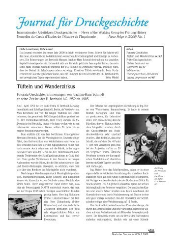 Ausgabe 2000, Nr 1 - Journal fÃ¼r Druckgeschichte