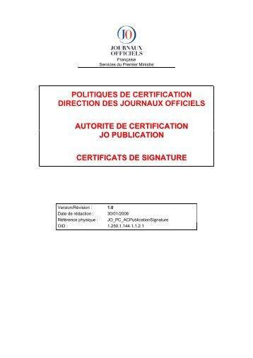 les certificats de signature, d'horodatage - Journal Officiel