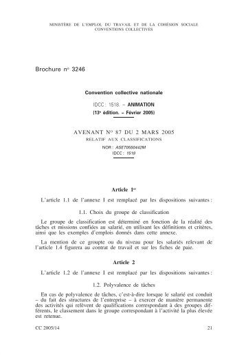 Avenant nÂ° 87 du 2 mars 2005 - Journal Officiel