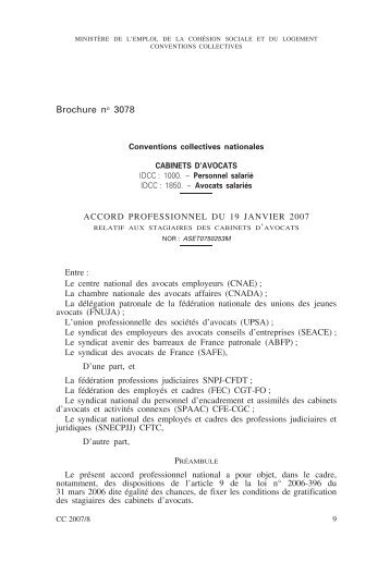 Accord professionnel du 19 janvier 2007 - Journal Officiel