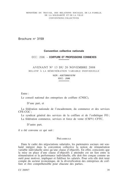 Avenant nÂ° 13 du 20 novembre 2008 - Journal Officiel