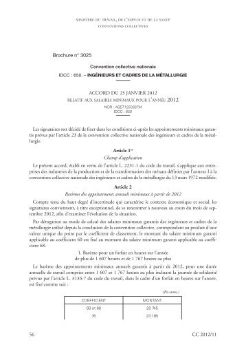 Accord du 25 janvier 2012 relatif aux salaires ... - Journal Officiel