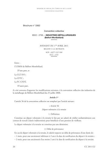 Avenant du 1er avril 2011 - Journal Officiel