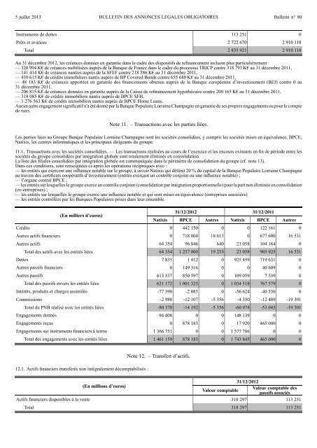 publications pÃ©riodiques banque populaire lorraine ... - Journal Officiel