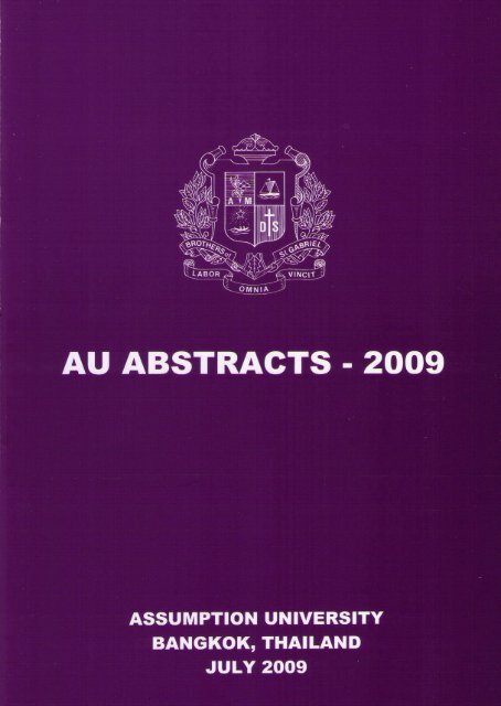 AU Abstracts 2009 - AU Journal - Assumption University of Thailand