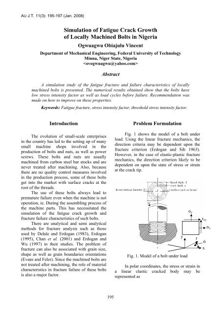 Simulation of Fatigue Crack Growth of Locally ... - AU Journal