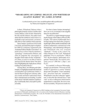 Mis-reading of Leibniz: Deleuze and Whitehead ... - AU Journal