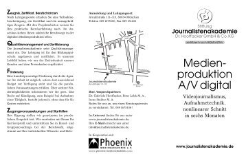 Medien- produktion A/V digital - Journalistenakademie