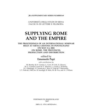 supplying rome and the empire - Journal of Roman Archaeology