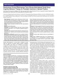 Randomized Clinical Effectiveness Trial of Nurse-Administered - Sleep