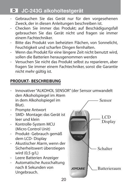 JC-243 ALCOOLTEST - Joycare