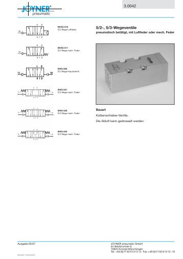 3.0042 5/2-, 5/3-Wegeventile - JOYNER pneumatic GmbH