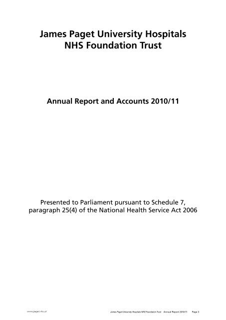 Annual Report & Accounts 2010/11 - James Paget University Hospitals