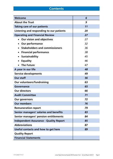 Annual Report & Accounts 2010/11 - James Paget University Hospitals