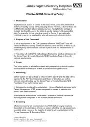 Elective MRSA screening policy - James Paget University Hospitals