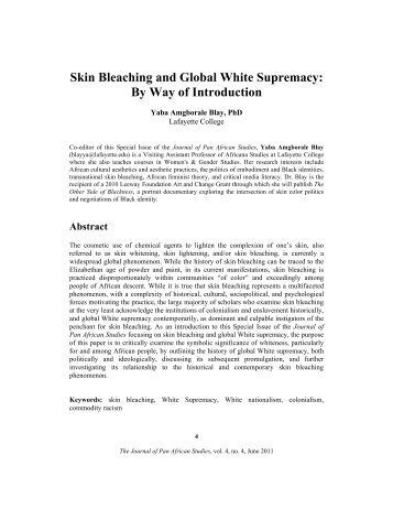 Skin Bleaching and White Supremacy - Journal of Pan African Studies