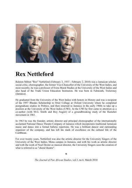 Rex Nettleford - Journal of Pan African Studies