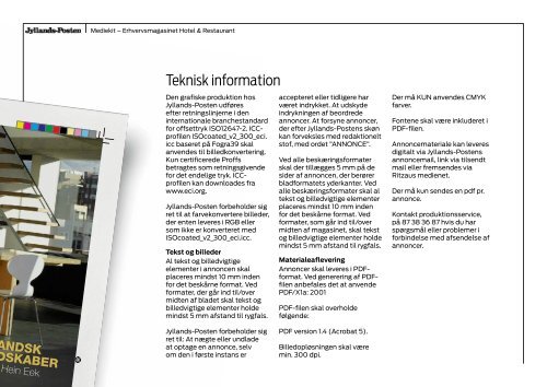 Erhvervsmagasinet Hotel & Restaurant - Jyllands-Posten | Annonce