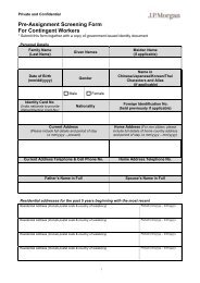 Asia Pacific Pre-Assignment Screening Form - JPMorgan Chase