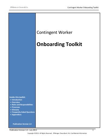 JPMC Contingent Worker Onboarding Toolkit - JPMorgan Chase