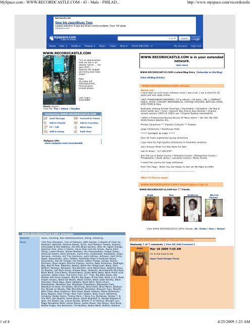 MySpace.com - WWW.RECORDCAS - JPT Scare Band